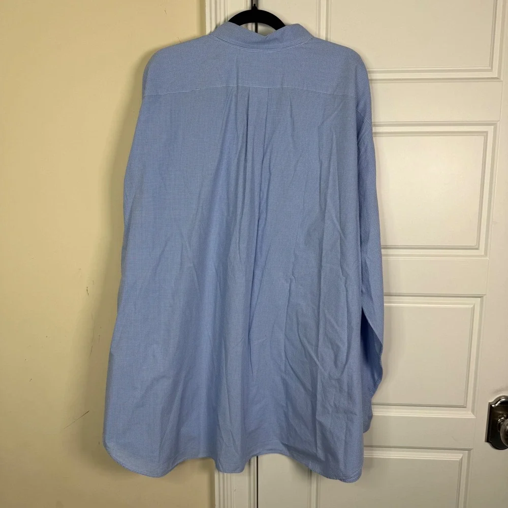 Polo Ralph Lauren Button Down Shirt Mens 4XB Blue Gingham Check Long Sleeve Big